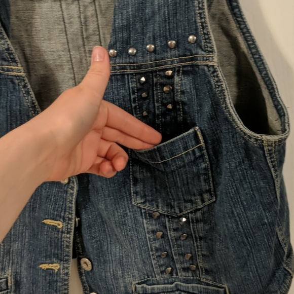 Ashley Stewart, Blue Jean Vest with Studs and Real Pockets - Picture 2 of 8